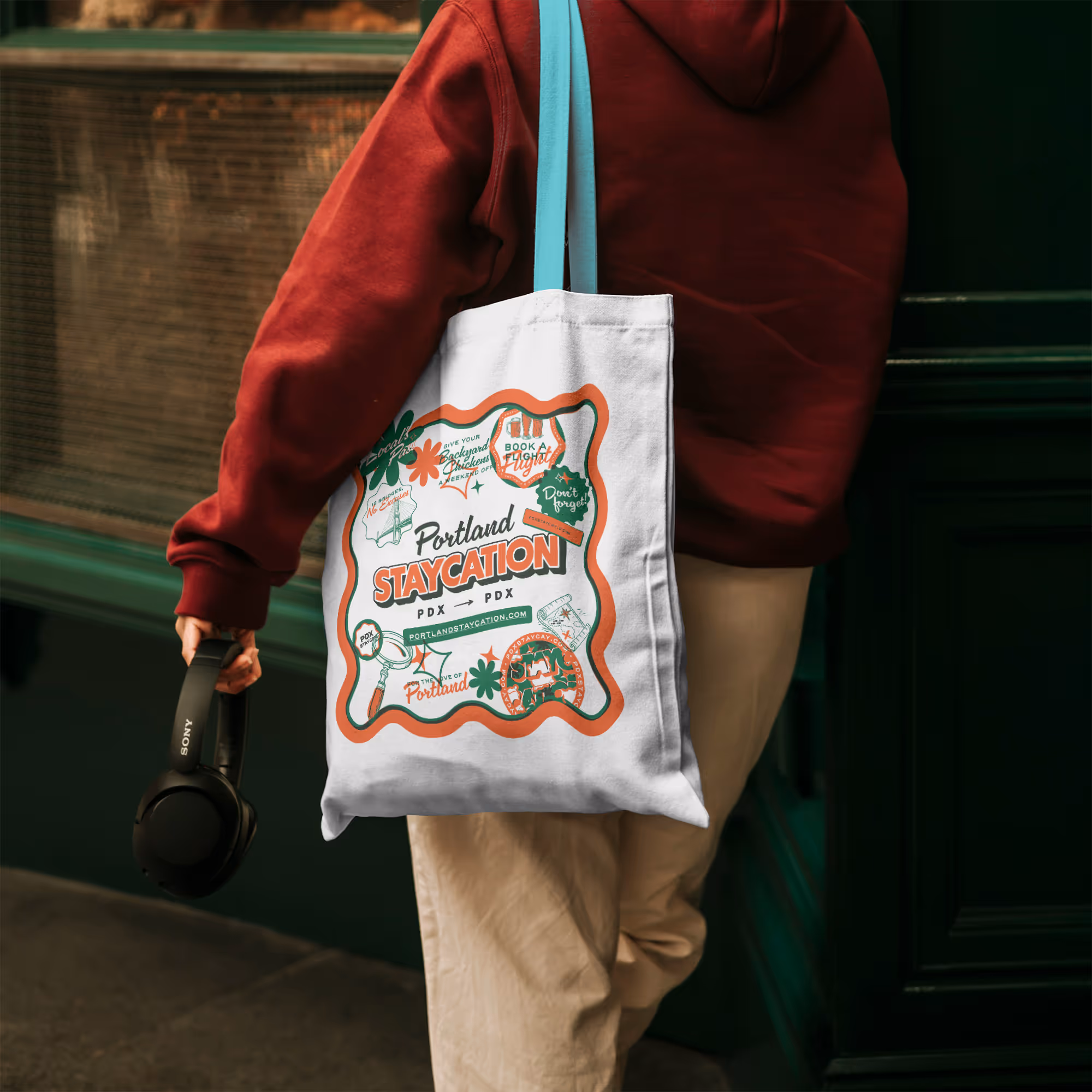 Portland Staycation tote bag mockup