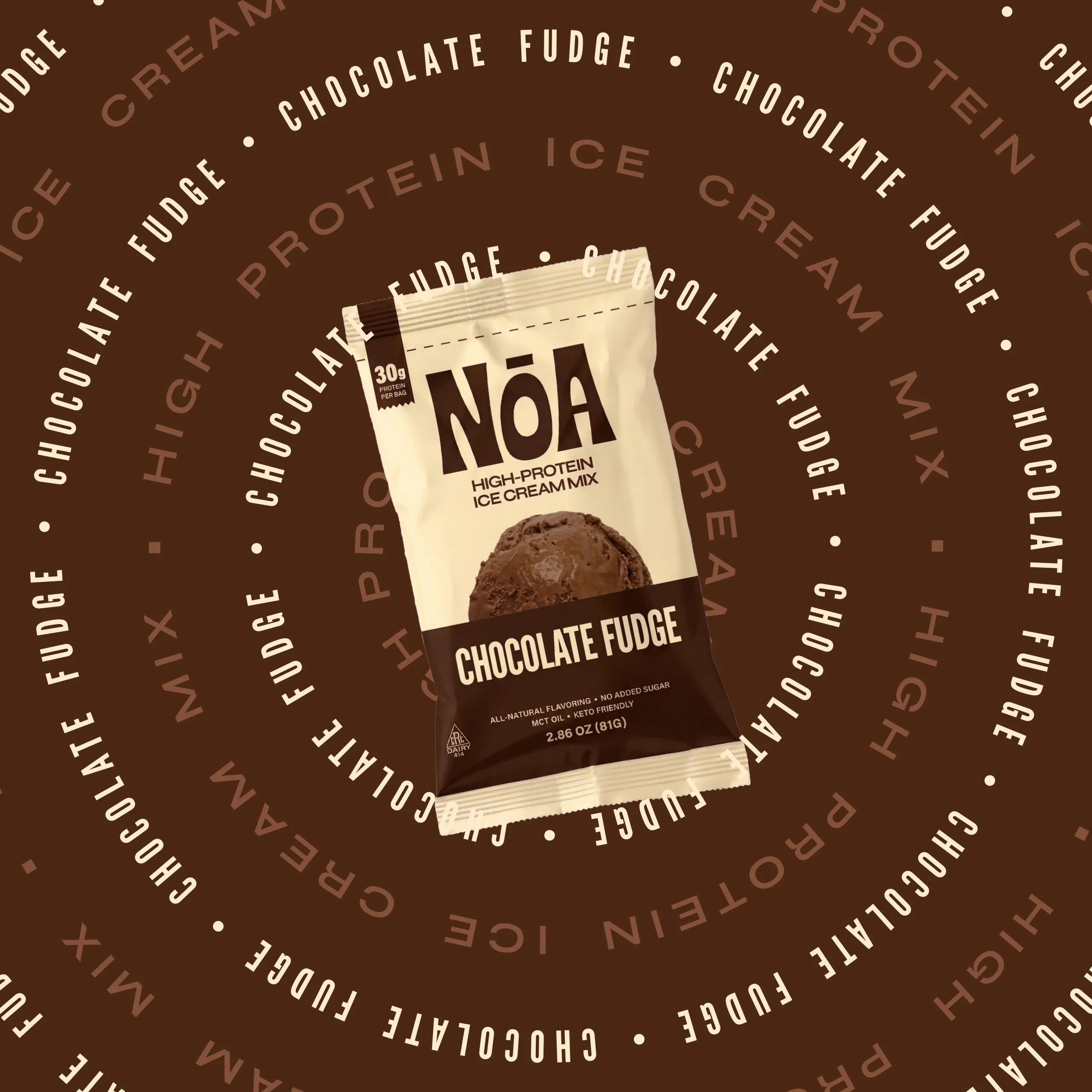 NOA Protein chocolate fudge tunnel campaign graphic