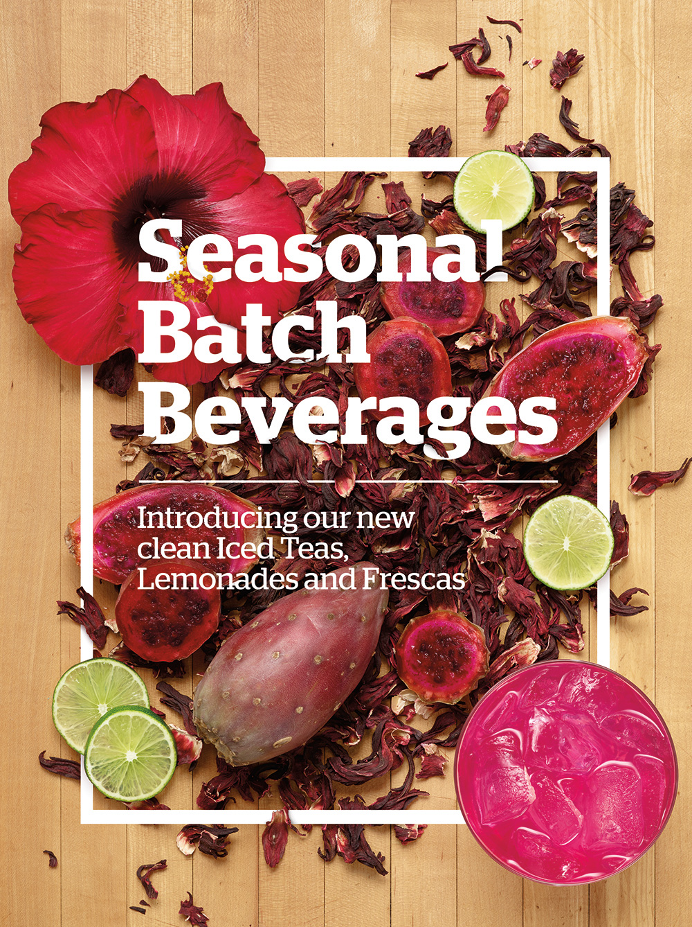Hibiscus seasonal batch beverage, top-down