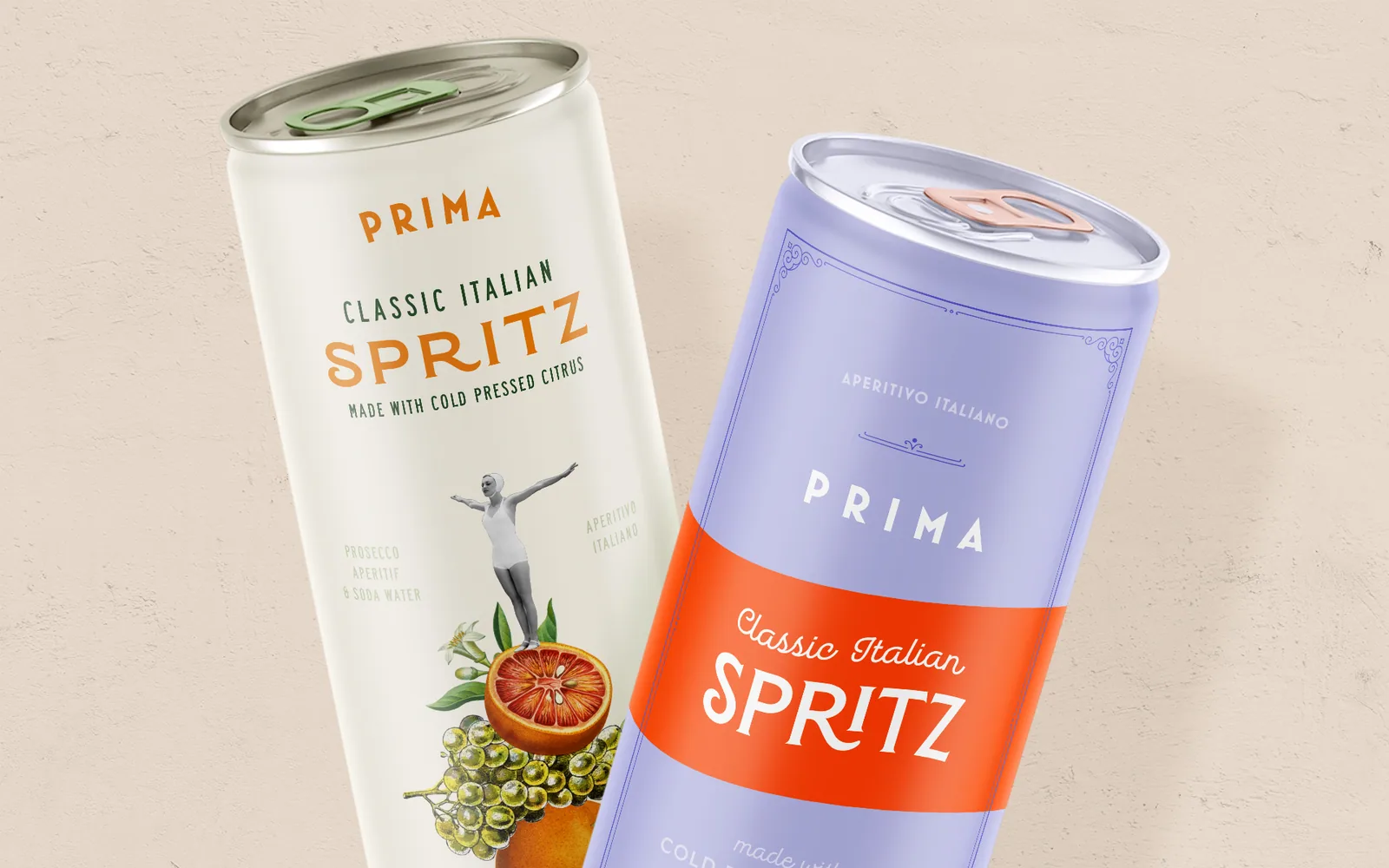 Prima Spritz cans on a plaster wall