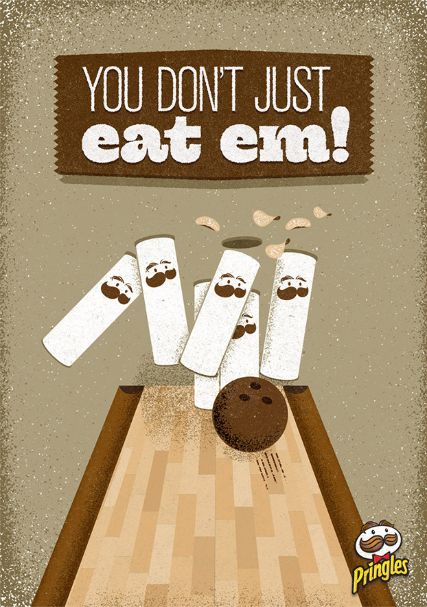 Illustrated Pringles print ad, execution 1