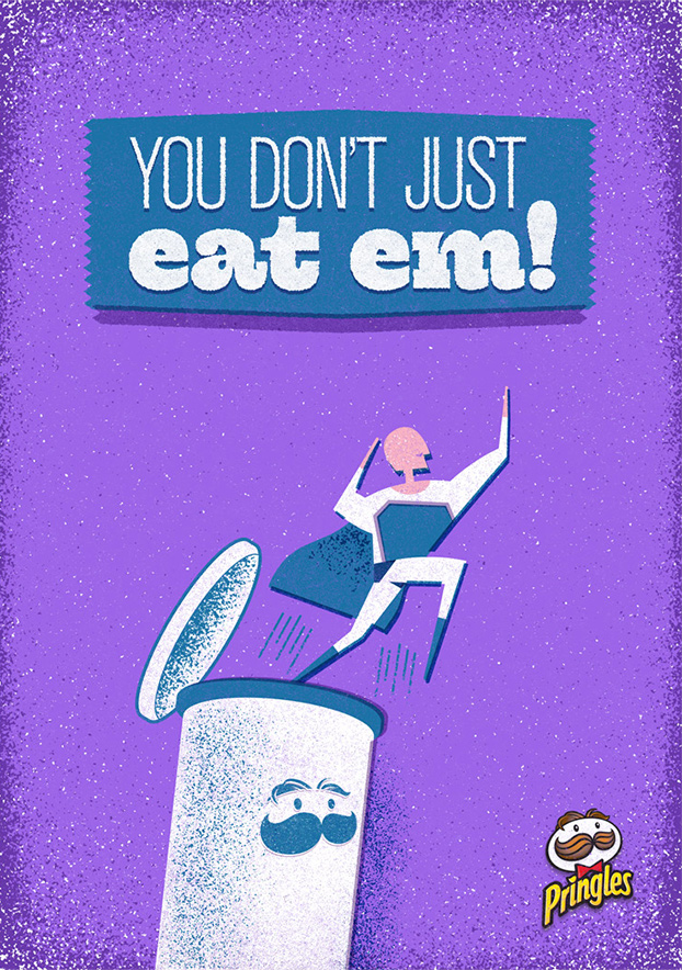 Illustrated Pringles print ad, execution 3