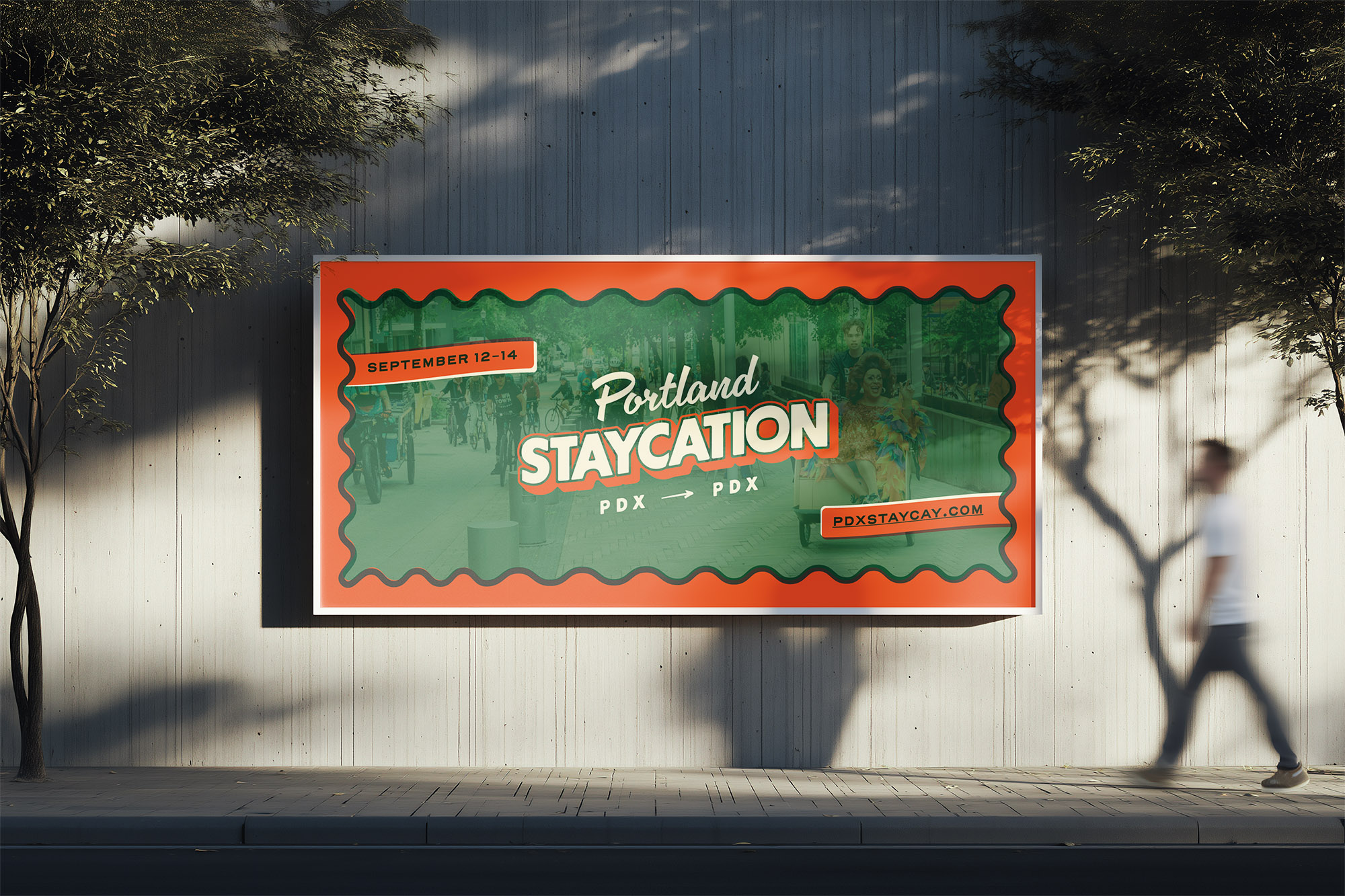 Portland Staycation campaign billboard installed downtown