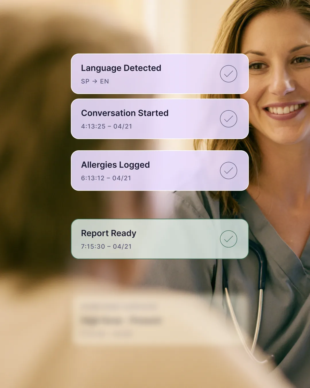 VoiceSure social post — a session logging language, allergies, and a finished report