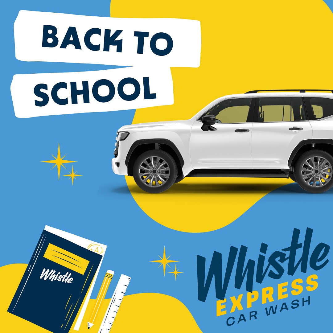 Whistle Express social post, wash club promo