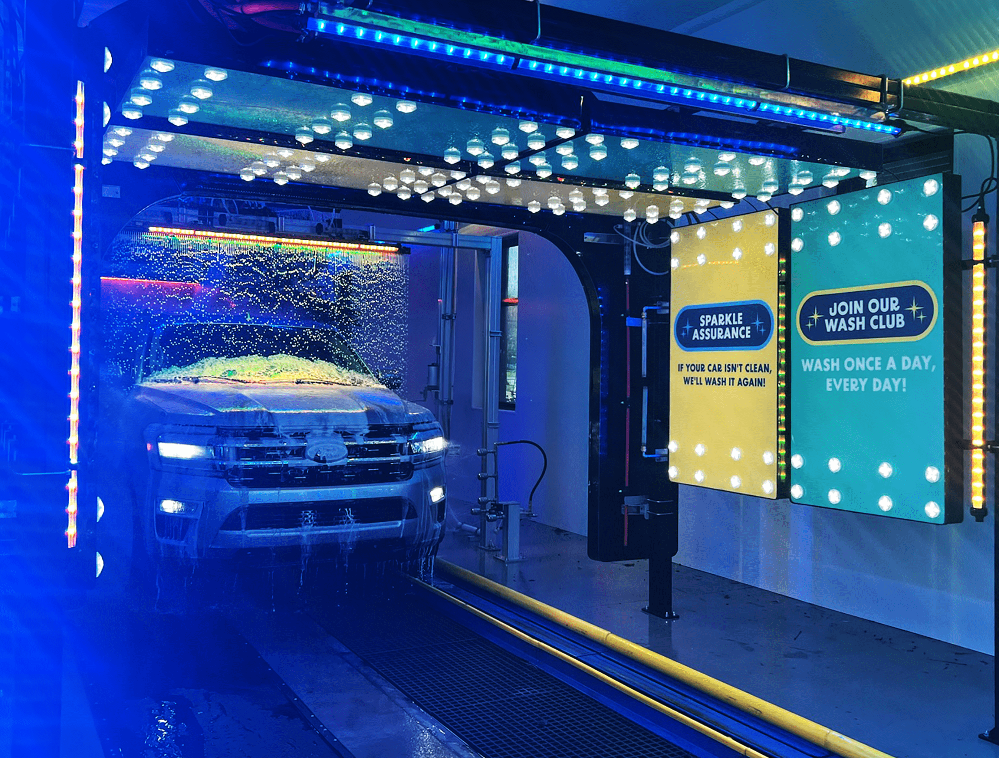 Whistle Express car wash tunnel interior