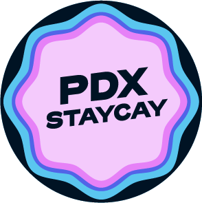 Winter Staycation circle badge lockup